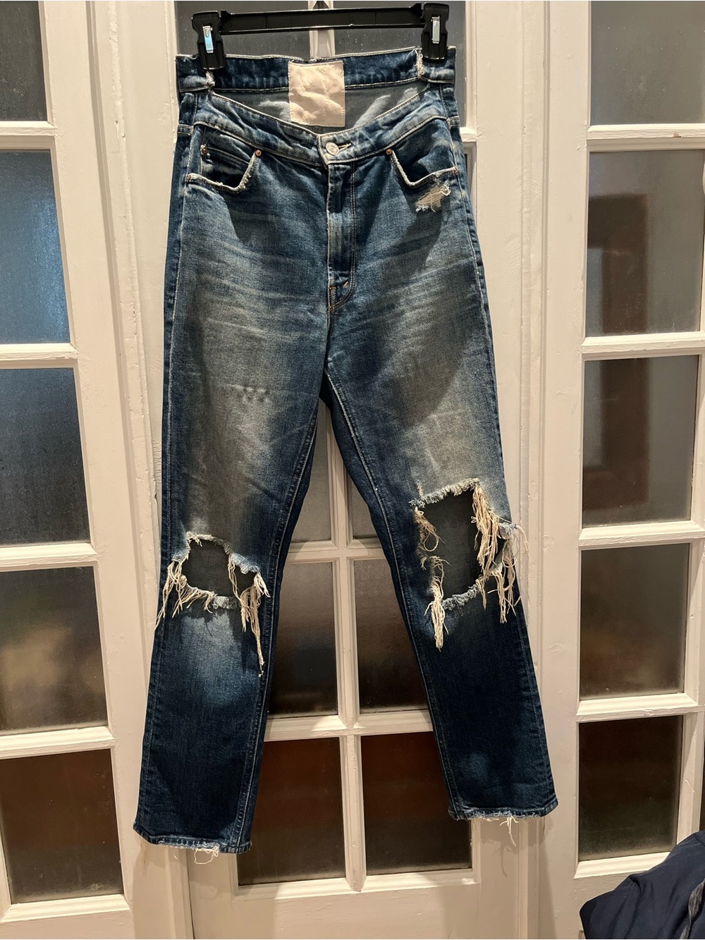 Mother Distressed Blue Ripped Knee Jeans